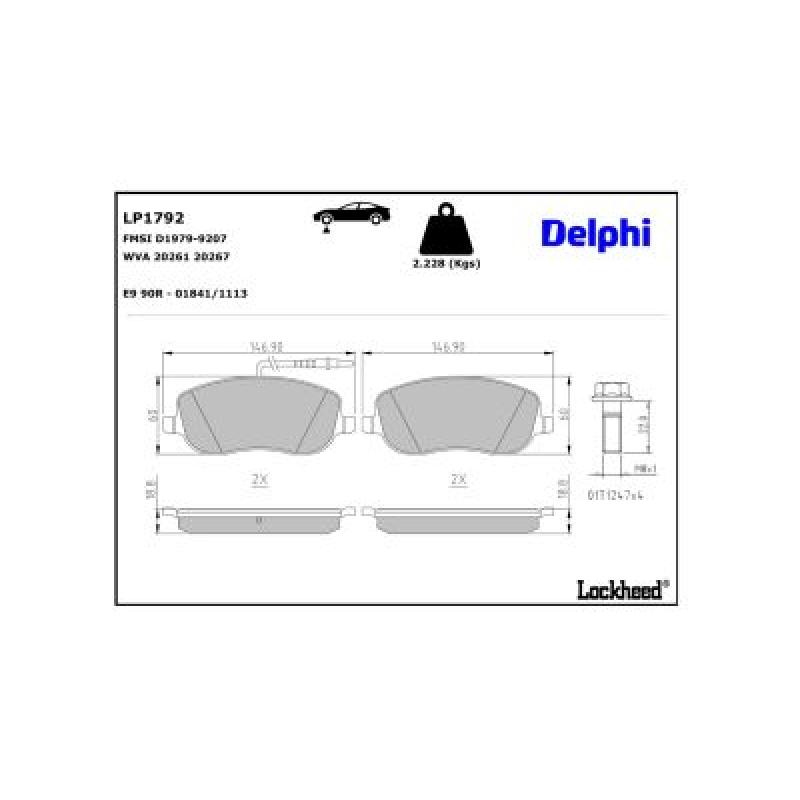 Jeu de 4 plaquettes de frein avant DELPHI LP1792 - Visuel 2