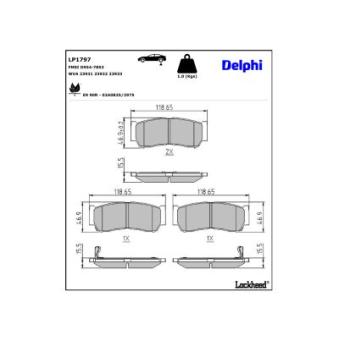 Jeu de 4 plaquettes de frein arrière DELPHI OEM 4841321A20