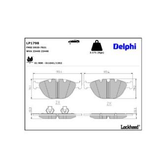 Jeu de 4 plaquettes de frein avant DELPHI LP1798 pour SKODA FABIA 4.8i - 355cv