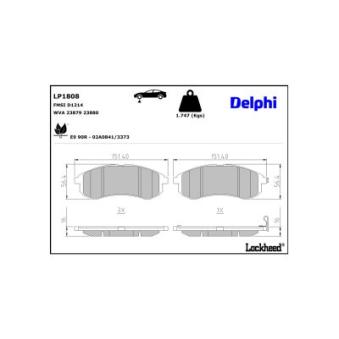 Jeu de 4 plaquettes de frein avant DELPHI OEM DBP511126