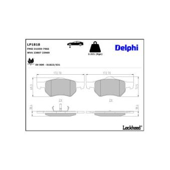 Jeu de 4 plaquettes de frein avant DELPHI [LP1818]