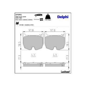 Jeu de 4 plaquettes de frein avant DELPHI [LP1841]