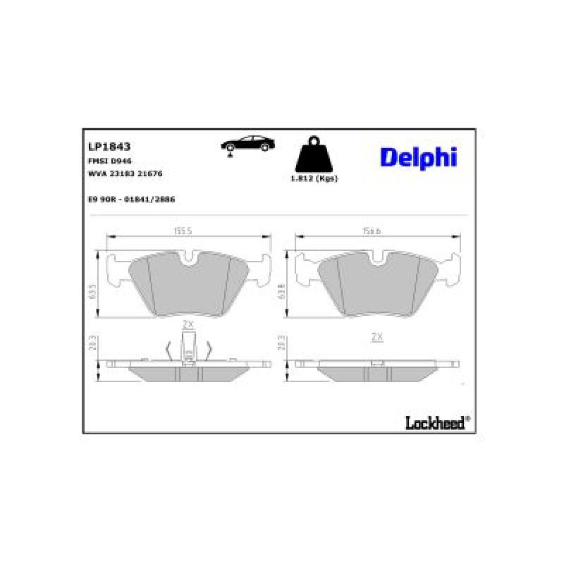 Jeu de 4 plaquettes de frein avant DELPHI LP1843 - Visuel 2