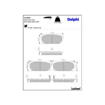 Jeu de 4 plaquettes de frein arrière DELPHI OEM 583023EE00