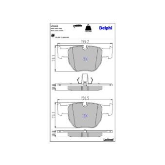 Jeu de 4 plaquettes de frein avant DELPHI LP1863 pour LAND ROVER DISCOVERY 2.5 Td5 4x4 - 139cv