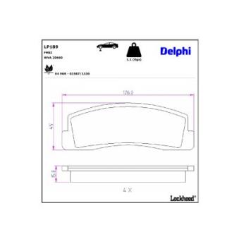 Jeu de 4 plaquettes de frein avant DELPHI LP189 pour RENAULT LOGAN 1700 i - 80cv