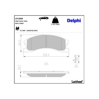 Jeu de 4 plaquettes de frein avant DELPHI [LP1906]