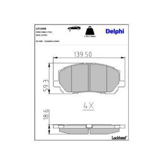 Jeu de 4 plaquettes de frein avant DELPHI [LP1908]