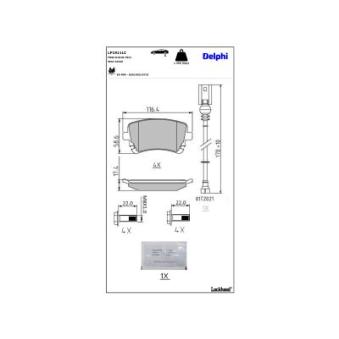 Jeu de 4 plaquettes de frein avant DELPHI OEM 7E0698451B
