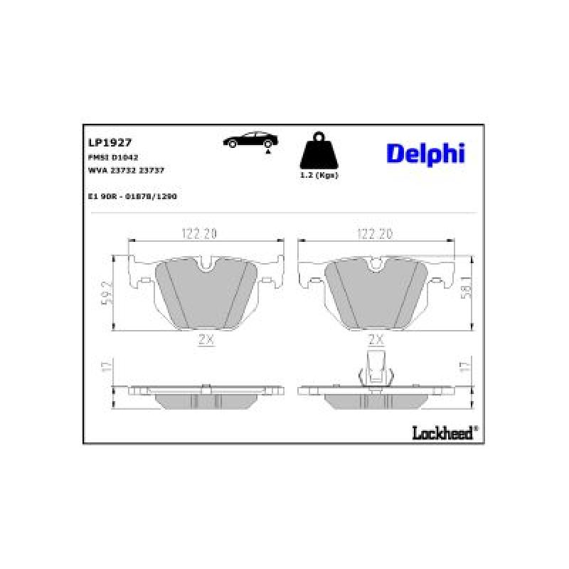 Jeu de 4 plaquettes de frein arrière DELPHI LP1927 - Visuel 2