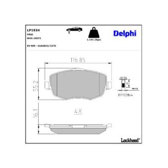 Jeu de 4 plaquettes de frein avant DELPHI [LP1934]