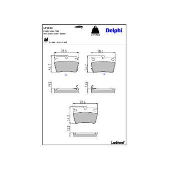 Jeu de 4 plaquettes de frein arrière DELPHI [LP1942]