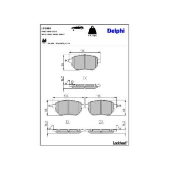 Jeu de 4 plaquettes de frein avant DELPHI OEM D1060EJ20A Jeu de 4 plaquettes de frein avant DELPHI OEM D1060EJ20A