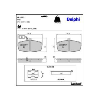 Jeu de 4 plaquettes de frein avant DELPHI [LP2023]