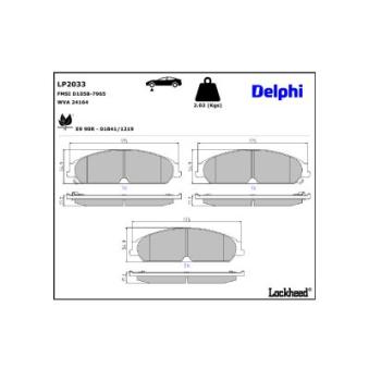 Jeu de 4 plaquettes de frein avant DELPHI [LP2033]