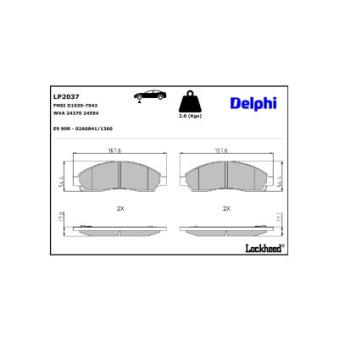 Jeu de 4 plaquettes de frein avant DELPHI OEM 89040317
