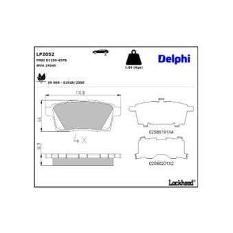 Jeu de 4 plaquettes de frein arrière DELPHI [LP2052]