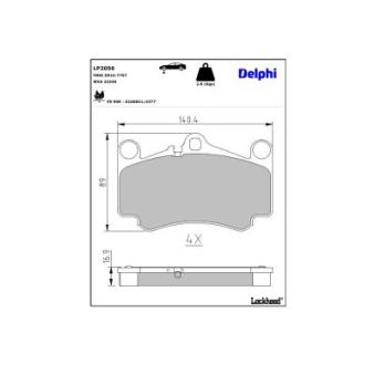 Jeu de 4 plaquettes de frein avant DELPHI LP2056 pour NISSAN 350 3.8 Carrera 4S - 381cv