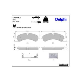Jeu de 4 plaquettes de frein avant DELPHI [LP2063LC]
