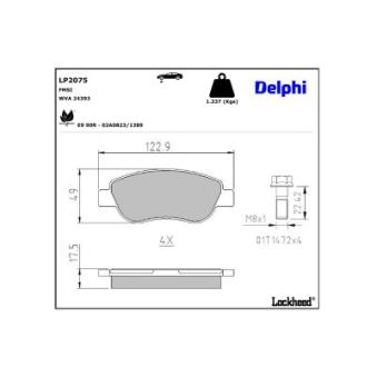 Jeu de 4 plaquettes de frein avant DELPHI [LP2075]