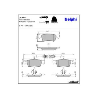 Jeu de 4 plaquettes de frein arrière DELPHI OEM 7L6698451 Jeu de 4 plaquettes de frein arrière DELPHI OEM 7L6698451