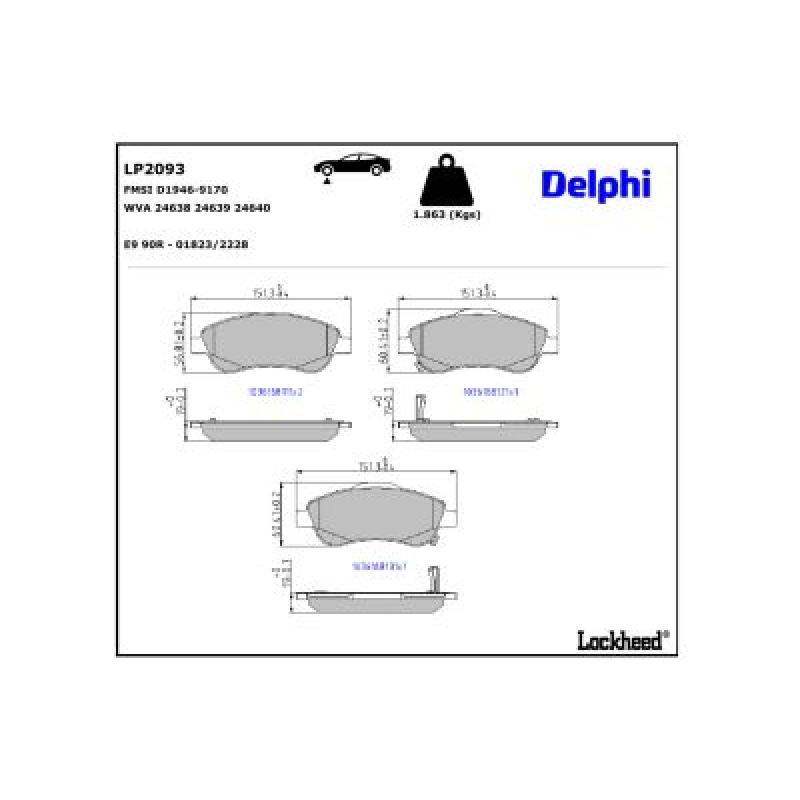 Jeu de 4 plaquettes de frein avant DELPHI LP2093 - Visuel 2