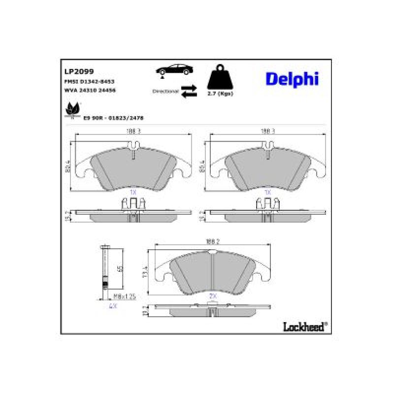 Jeu de 4 plaquettes de frein avant DELPHI LP2099 - Visuel 2