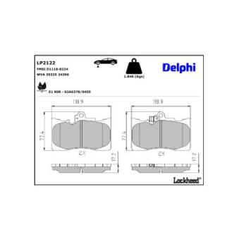 Jeu de 4 plaquettes de frein avant DELPHI LP2122 pour NISSAN MURANO 200t - 245cv