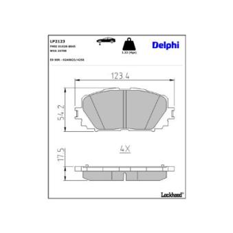 Jeu de 4 plaquettes de frein avant DELPHI [LP2123]