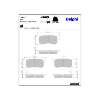 Jeu de 4 plaquettes de frein arrière DELPHI [LP2127]
