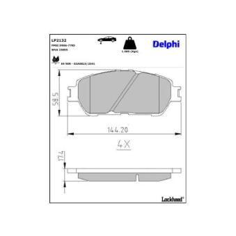 Jeu de 4 plaquettes de frein avant DELPHI OEM 0446508030