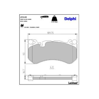 Jeu de 4 plaquettes de frein avant DELPHI LP2149 pour MERCEDES-BENZ SLS AMG 6.2 - 571cv