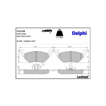 Jeu de 4 plaquettes de frein arrière DELPHI LP2158 pour BENTLEY ARNAGE 2.0 - 124cv
