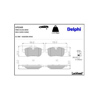 Jeu de 4 plaquettes de frein arrière DELPHI [LP2163]