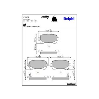 Jeu de 4 plaquettes de frein arrière DELPHI OEM 68192439AB