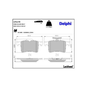 Jeu de 4 plaquettes de frein arrière DELPHI LP2179 pour JAGUAR XF 4.2 - 298cv