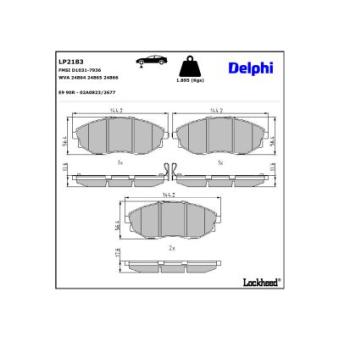 Jeu de 4 plaquettes de frein avant DELPHI [LP2183]
