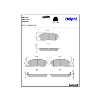 Jeu de 4 plaquettes de frein avant DELPHI [LP2184]