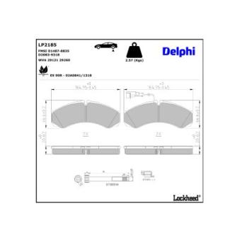 Jeu de 4 plaquettes de frein arrière DELPHI OEM 5001868609