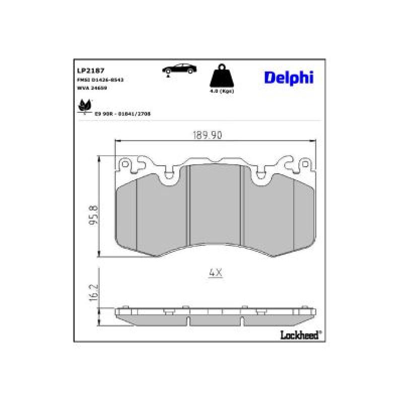 Jeu de 4 plaquettes de frein avant DELPHI LP2187 - Visuel 2