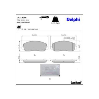 Jeu de 4 plaquettes de frein avant DELPHI OEM 93167551