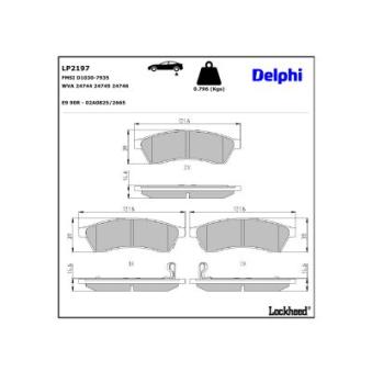 Jeu de 4 plaquettes de frein arrière DELPHI LP2197 pour VOLVO 960 2.0 D - 150cv