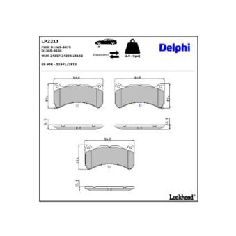 Jeu de 4 plaquettes de frein avant DELPHI [LP2211]