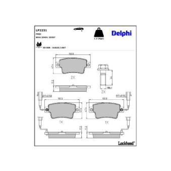 Jeu de 4 plaquettes de frein arrière DELPHI LP2231 pour BMW X7 1.4 - 77cv