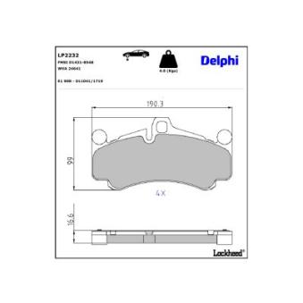 Jeu de 4 plaquettes de frein avant DELPHI [LP2232]