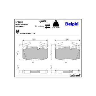 Jeu de 4 plaquettes de frein avant DELPHI LP2235 pour IVECO DAILY John Cooper Works GP - 218cv