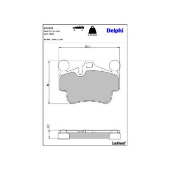 Jeu de 4 plaquettes de frein avant DELPHI LP2236 pour NISSAN 350 3.8 Carrera 4S - 381cv