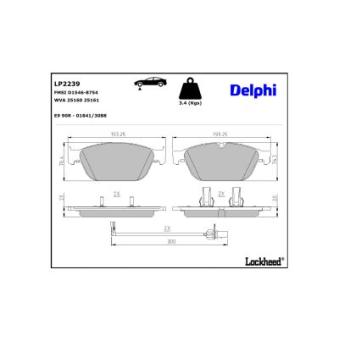 Jeu de 4 plaquettes de frein avant DELPHI OEM 4G0698151B