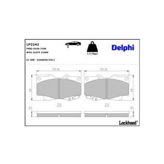 Jeu de 4 plaquettes de frein avant DELPHI OEM 044650K140