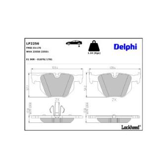 Jeu de 4 plaquettes de frein arrière DELPHI OEM 34216775678
